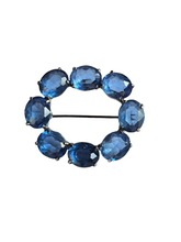 Load image into Gallery viewer, 1930s Czech Blue Open Back Glass Brooch
