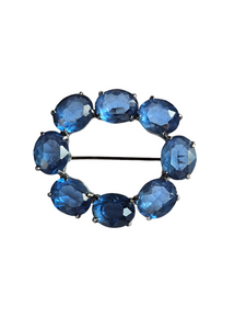 1930s Czech Blue Open Back Glass Brooch