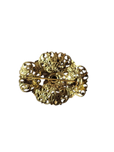 Load image into Gallery viewer, 1930s Czech Bright Yellow Orange Glass Filigree Brooch
