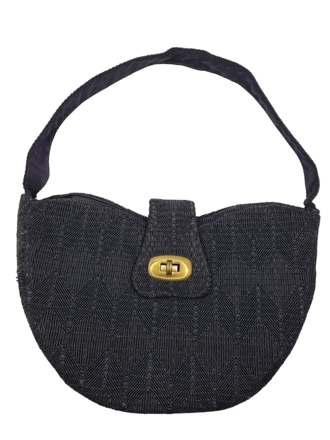 1940s Black Heart Shaped Corde Bag