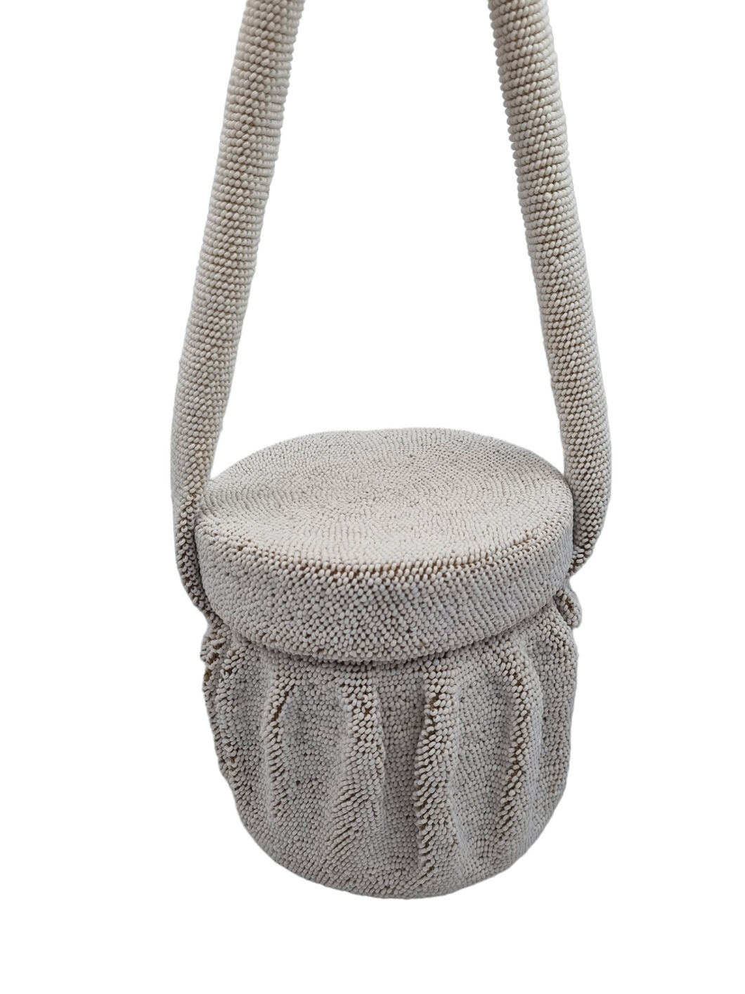 1940s White Beaded Box Bag