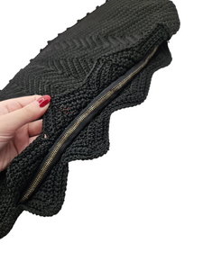 1940s MEGA HUGE GINORMOUS Black Crochet Clutch Bag