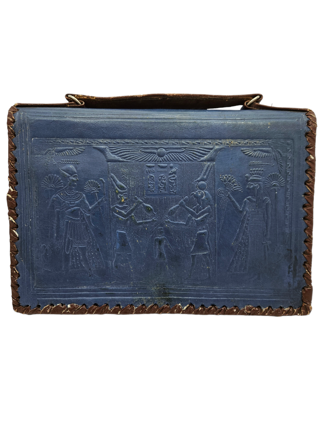 1940s Blue and Brown Egyptian Tourist Bag