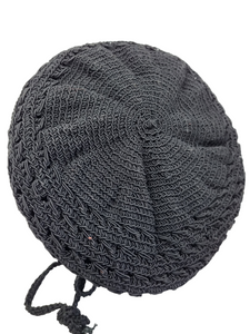 1940s Black Gimp Crochet Drawstring Duffle Bag