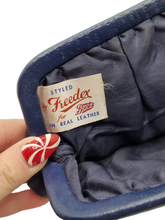 Load image into Gallery viewer, 1940s Navy Blue Leather Freedex Clutch Bag
