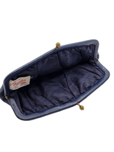 Load image into Gallery viewer, 1940s Navy Blue Leather Freedex Clutch Bag

