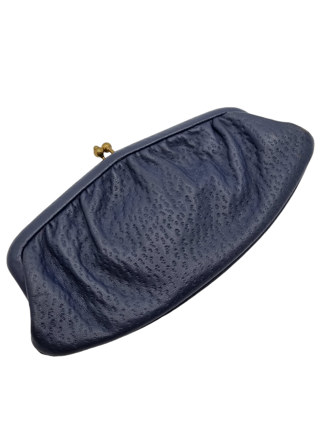 1940s Navy Blue Leather Freedex Clutch Bag