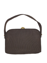 Load image into Gallery viewer, 1940s Chocolate Brown Grosgrain Box Bag
