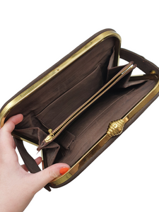 1940s Chocolate Brown Grosgrain Box Bag