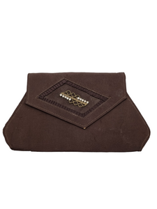 1930s Art Deco Chocolate Brown Clutch Bag