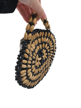 Load image into Gallery viewer, 1930s Navy Blue and Beige Czech Chunky Beaded Bag
