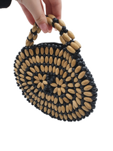Load image into Gallery viewer, 1930s Navy Blue and Beige Czech Chunky Beaded Bag

