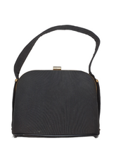 Load image into Gallery viewer, 1940s Black Canvas and Gold Tone Box Bag
