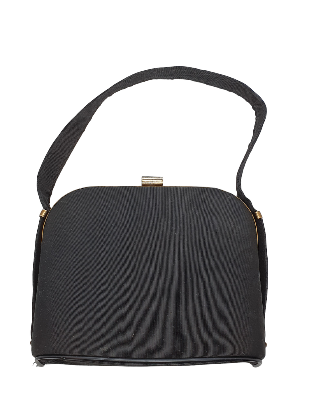 1940s Black Canvas and Gold Tone Box Bag