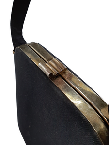 1940s Black Canvas and Gold Tone Box Bag