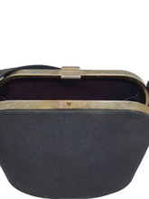 Load image into Gallery viewer, 1940s Black Canvas and Gold Tone Box Bag
