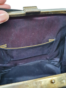 1940s Black Canvas and Gold Tone Box Bag