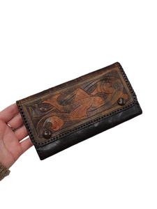 1930s Brown Leather Small Fish Clutch Bag