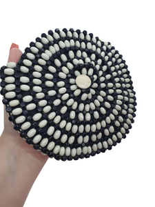1930s Navy and White Czech Beaded Clutch Bag