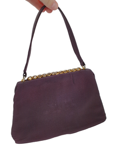 1930s Aubergine Purple Grosgrain Bag With Swirly Clasp