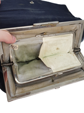Load image into Gallery viewer, 1930s Leather Navy Clutch Bag With Strap At The Back
