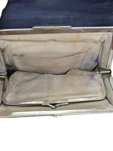 Load image into Gallery viewer, 1930s Leather Navy Clutch Bag With Strap At The Back
