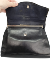 Load image into Gallery viewer, 1930s Leather Navy Clutch Bag With Strap At The Back

