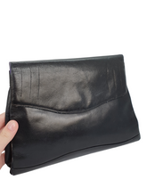 Load image into Gallery viewer, 1930s Leather Navy Clutch Bag With Strap At The Back
