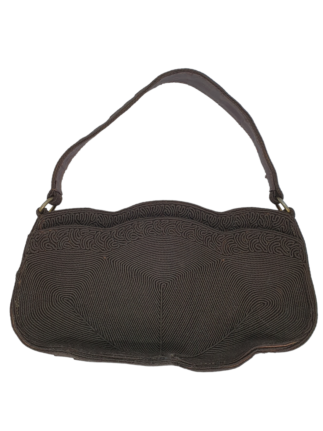 1940s Brown Corde Bag With Several Different Compartments