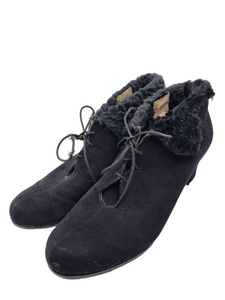 1940s Black Suede And Astrakhan Winter Boots