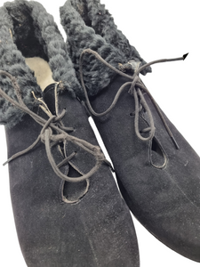 1940s Black Suede And Astrakhan Winter Boots