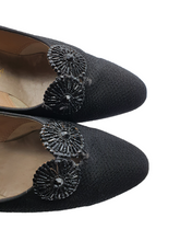 Load image into Gallery viewer, 1920s Black Fabric Court Shoes With Beading
