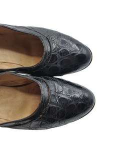 Late 1940s Black Mock Croc Court Shoes