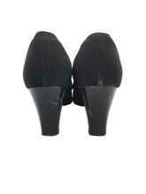 Load image into Gallery viewer, 1930s Black Canvas and Velvet Court Shoes With Diamante Embellishment and Patent Heel
