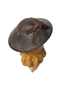 1950s Chocolate Brown Fine Raffia/Straw Hat