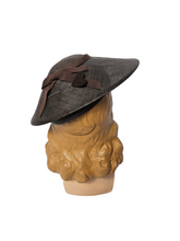Load image into Gallery viewer, 1950s Chocolate Brown Fine Raffia/Straw Hat

