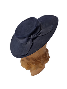 1940s Navy Blue Felt Tilt Hat