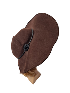 1940s Dark Brown Felt Huge Halo Hat