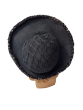 Load image into Gallery viewer, 1940s Black Sequin And Net Halo/Tilt Hat
