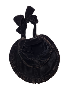 1940s Black Velvet Hat With Huge Bow