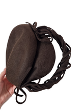 Load image into Gallery viewer, 1940s Chocolate Brown Tilt Hat With Decorative Band
