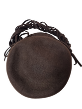 Load image into Gallery viewer, 1940s Chocolate Brown Tilt Hat With Decorative Band
