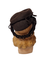 Load image into Gallery viewer, 1940s Chocolate Brown Tilt Hat With Decorative Band
