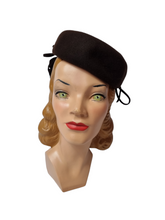 Load image into Gallery viewer, 1940s Chocolate Brown Tilt Hat With Decorative Band
