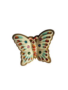 1930s Celluloid and Metal Butterfly Brooch