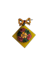 Load image into Gallery viewer, 1940s Enamel Flower and Green Gala? Dangly Brooch

