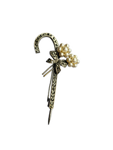 Load image into Gallery viewer, 1930s Deco French Marcastie and Faux Pearl Umbrella Brooch
