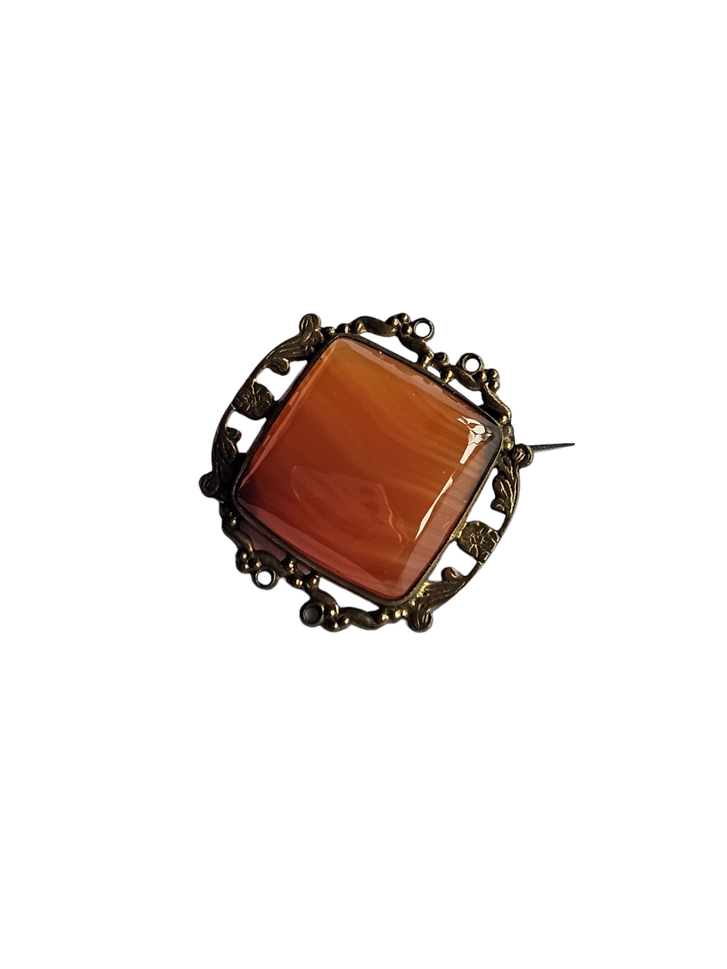 Edwardian Orange Glass/Stone Brooch