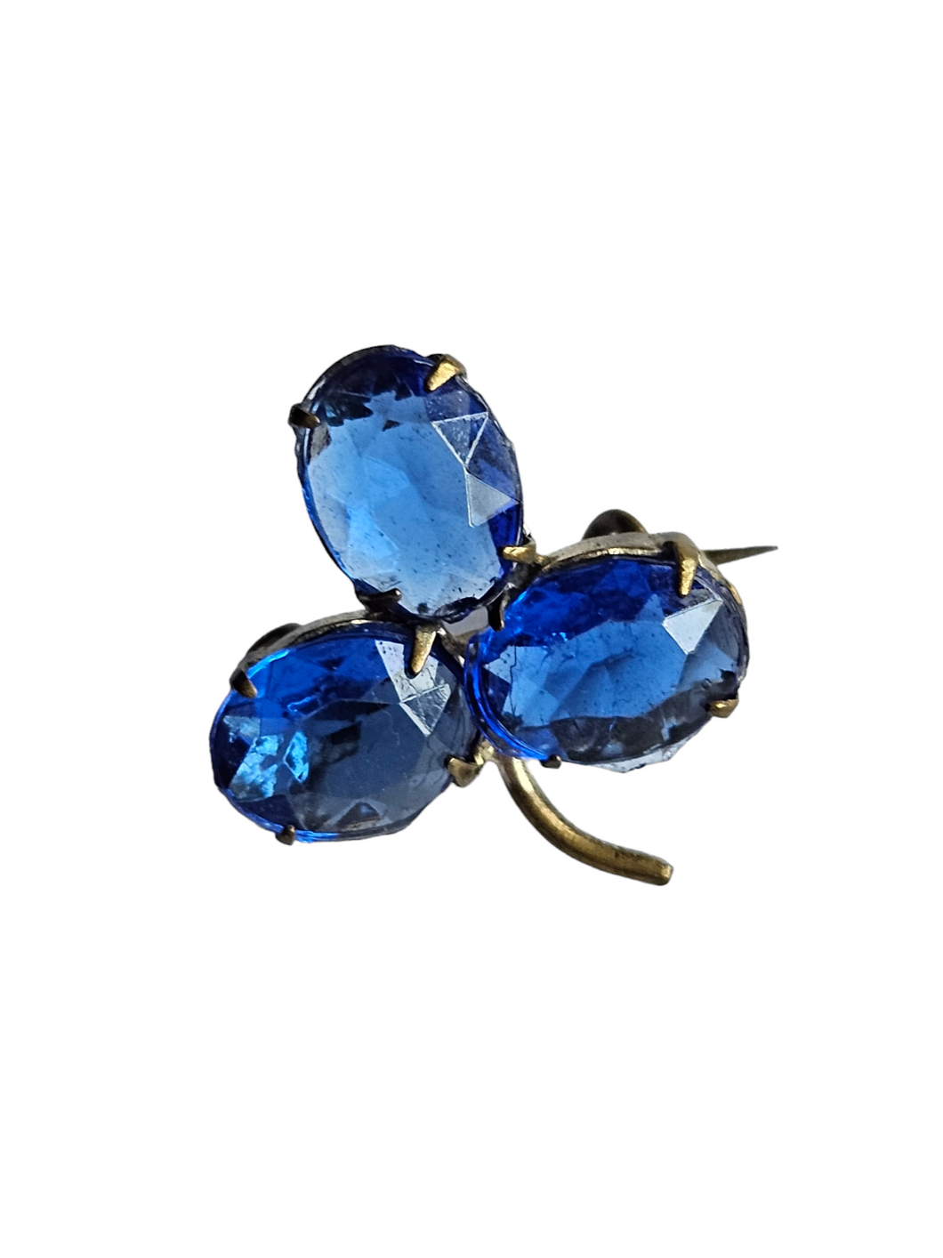 Edwardian Blue Glass Clover Brooch