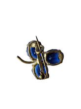 Load image into Gallery viewer, Edwardian Blue Glass Clover Brooch
